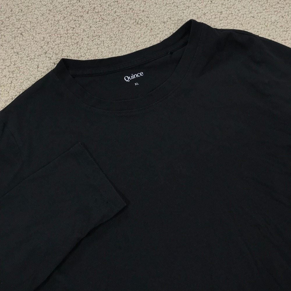 Quince Black Organic Cotton Long Sleeve Crew Neck T-Shirt Womens XL Solid Basic
